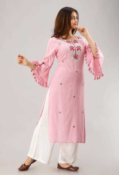 Designer Pink Cotton Kurta Set, Cotton Kurta Sets