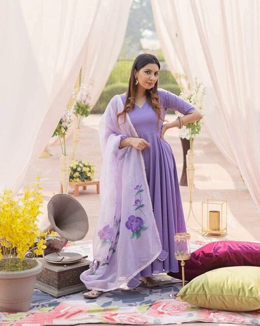 Women Designer Purple Anarkali Set - Urban Wardrobe – UrbanWardrobe