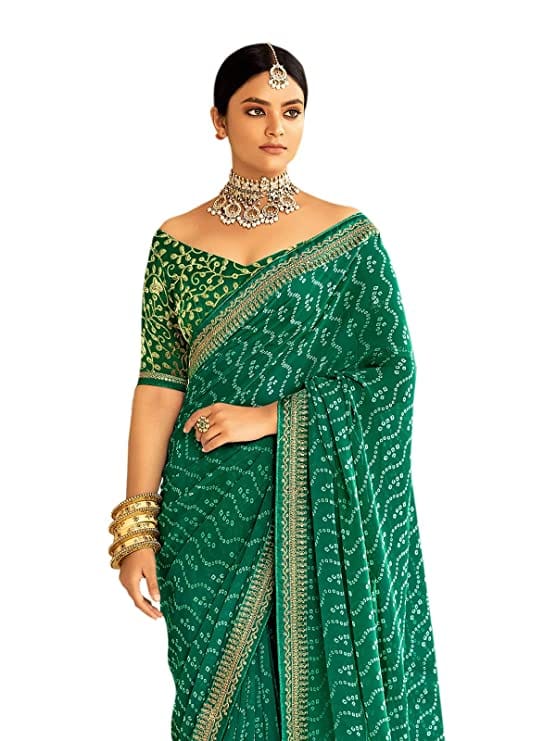 Emerald Green Zardozi Hand Embroidered Saree and Blouse – Talking Threads