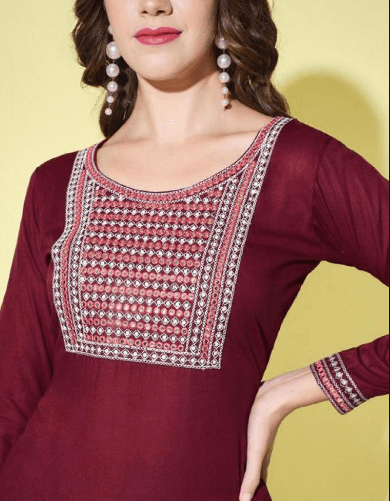 Urban Wardrobe Maroon Kurta Set with Contrasting Dupatta