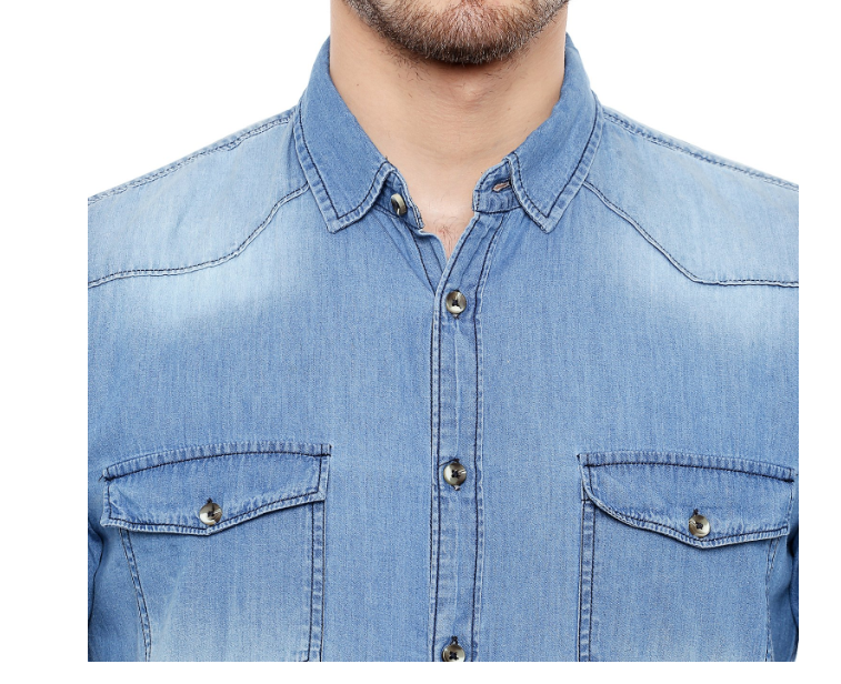 Buy Spykar Mid Blue Cotton Slim Fit Denim Shirt for Mens Online @ Tata CLiQ