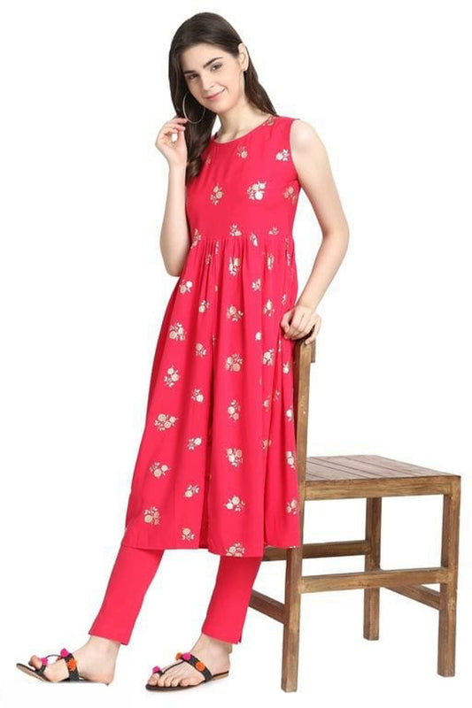 Women Beautiful Pink Crepe Kurta