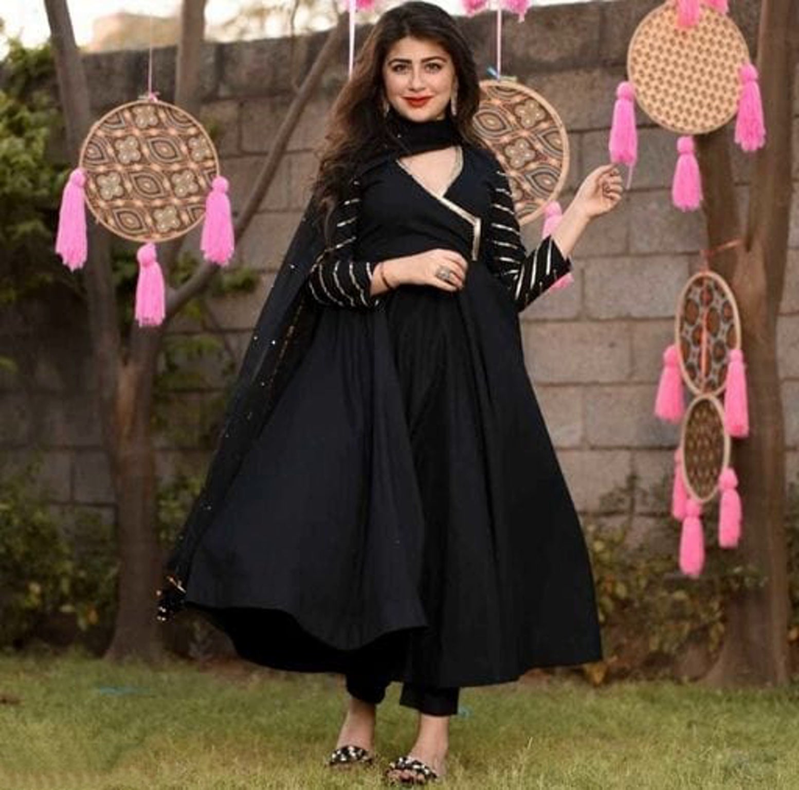 Buy Stunning Black Embroidered Front Slit Anarkali Suit Online in USA –  Pure Elegance