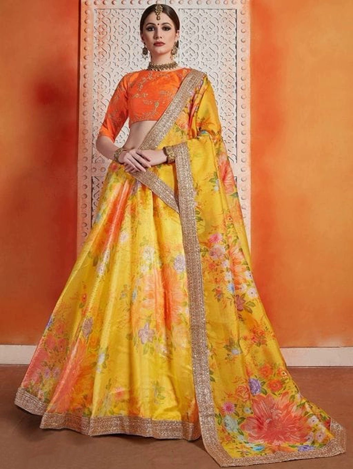 Women's Satin Semi Stitched Lehenga Choli