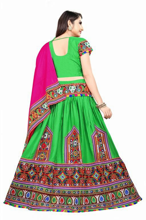 Green and Pink Navratri Lehenga Choli - Urban Wardrobe – UrbanWardrobe
