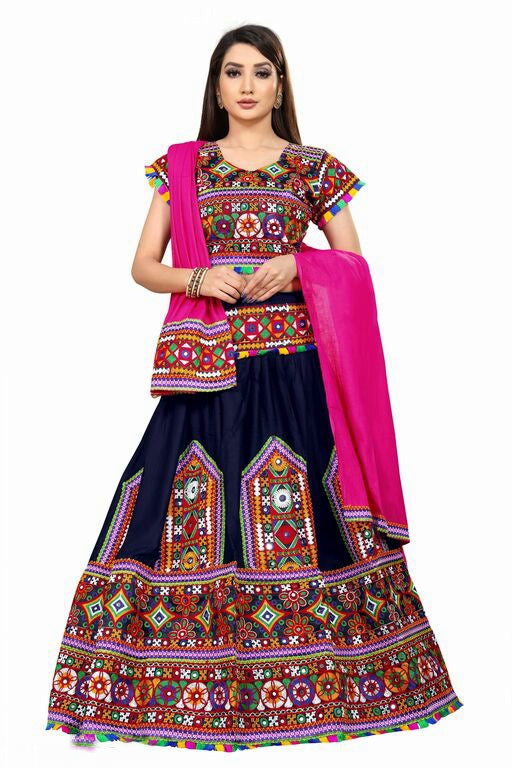Buy NUPUR ORANGE COLOURED GIRL'S Lehenga Choli,Heavy embroidered with  mirror work and pom pom chaniya choli,Garba Chaniya Choli,Gujarati Chaniya  (16) at Amazon.in