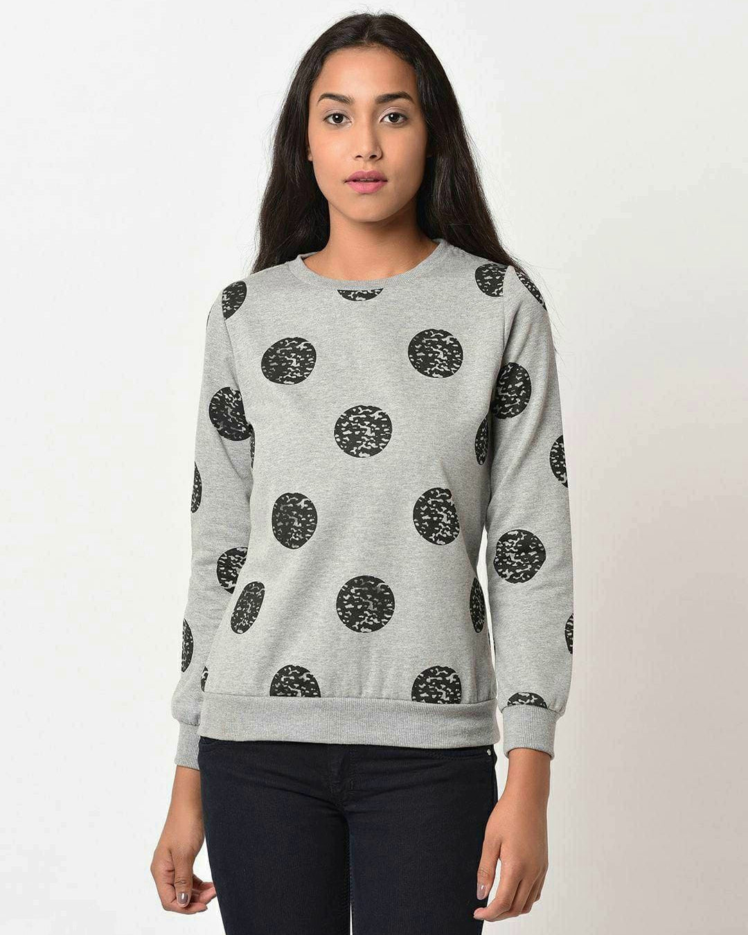 Women Printed Gray Jumper