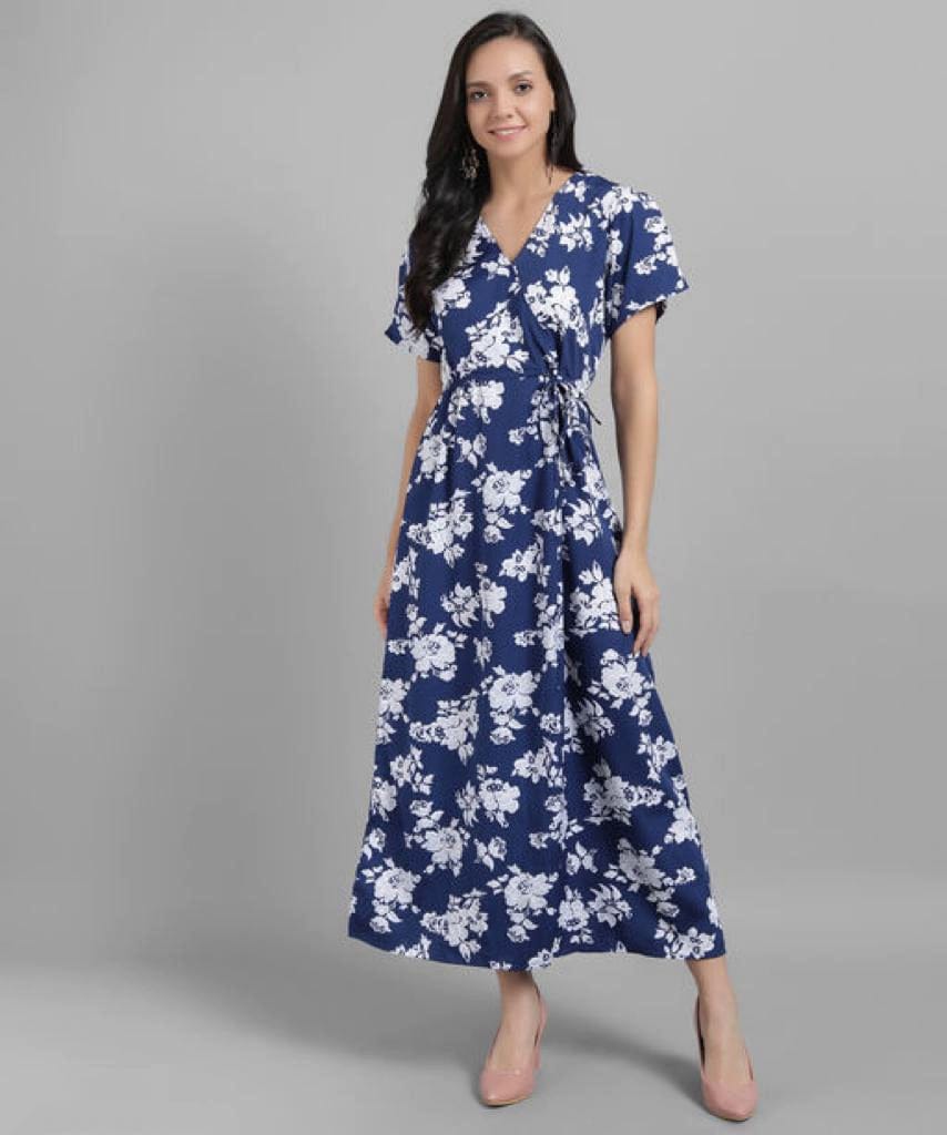 Buy Vero Moda Blue Floral Print Wrap Dress for Women Online @ Tata CLiQ