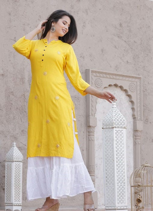 Women's Rayon Kurta Set with Palazzos